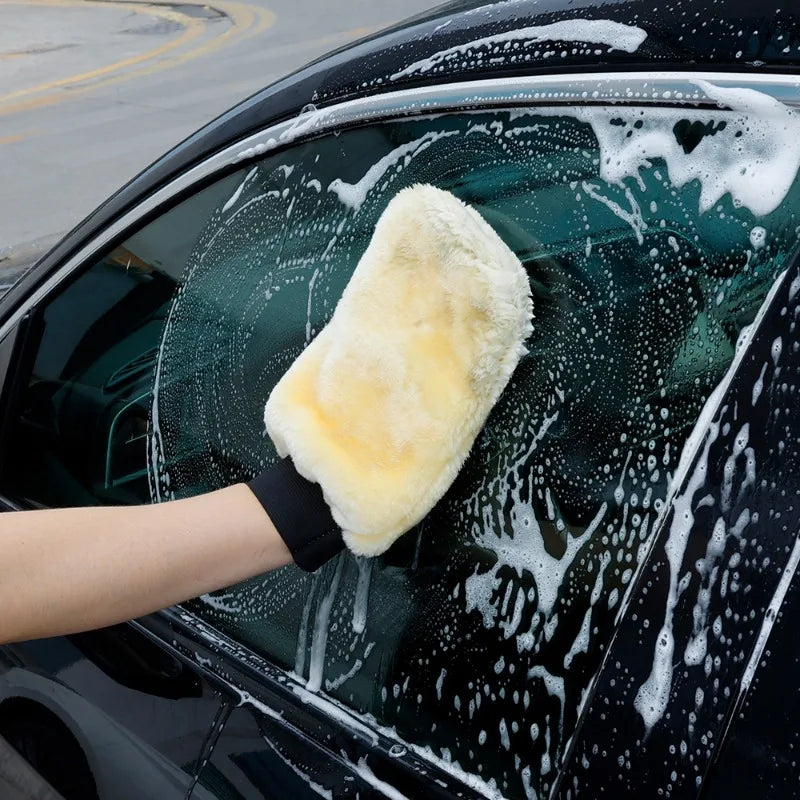 Plush Washing Gloves Car Soft Polishing Thickened Imitation Wool Cleaning Mitt Microfiber Double-faced Glove Car Wash Supplies