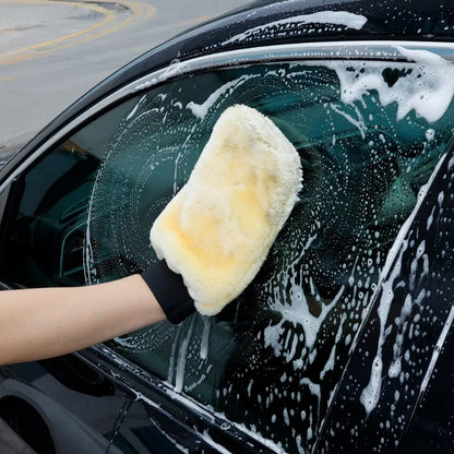 Plush Washing Gloves Car Soft Polishing Thickened Imitation Wool Cleaning Mitt Microfiber Double-faced Glove Car Wash Supplies