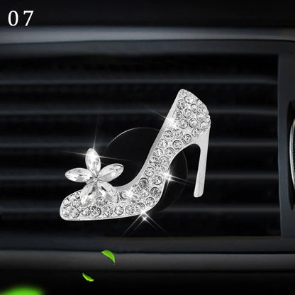 Bling Diamond Car Air Freshener Outlet Perfume Clip Girls High Heel Flower Fragrance Diffuser Interior Car Accessories Xmas Gift