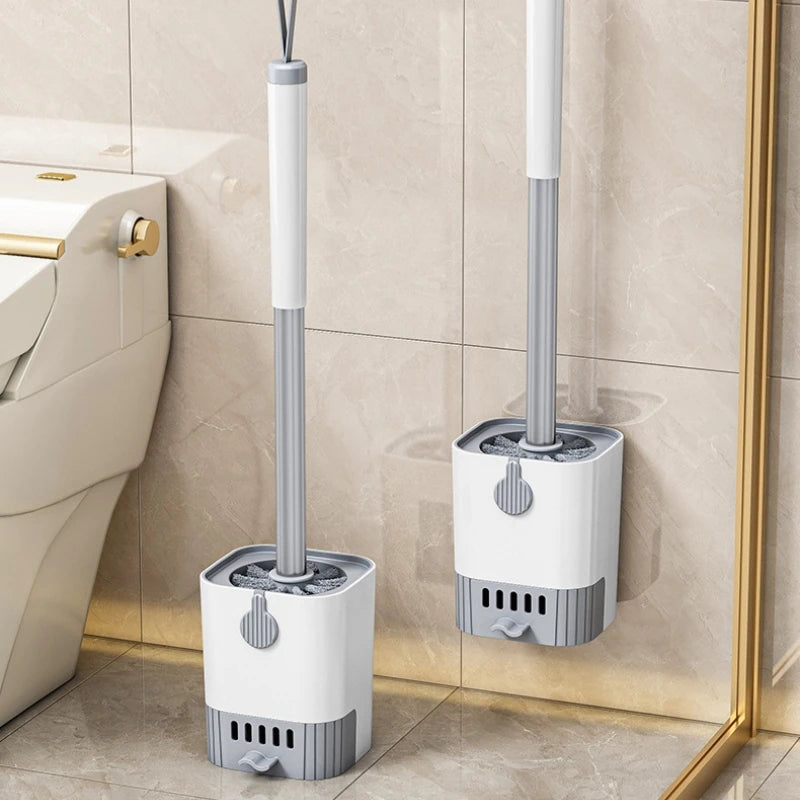 1 Set Toilet Brush With Holder Wall Mounted Long Handle Flexible Toilet Bowl Cleaning Brush Bathroom Cleaning Supplies