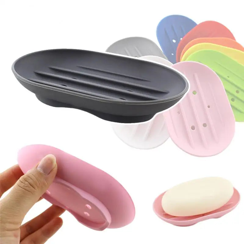 Portable Soap Dish Plate Bathroom Silicone Flexible Soap Holder Travel Holder Dish New Fashion Candy Color Bathroom Soap Dish