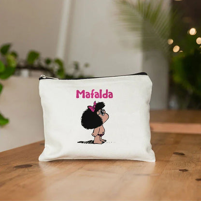 Mafalda Cute Anime Cosmetic Makeup Bag Pencil Organizer Zipper Travel Toiletry Bags Gift Kawaii Make Up Pouch Purse Cute Storage