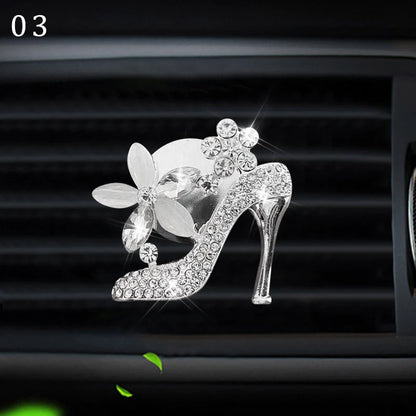 Bling Diamond Car Air Freshener Outlet Perfume Clip Girls High Heel Flower Fragrance Diffuser Interior Car Accessories Xmas Gift