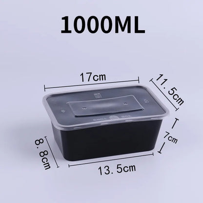 10PCS Plastic Disposable Black  Food Containers Take out Containers With Lid for Salads Fresh-keeping Container Carry Out Box