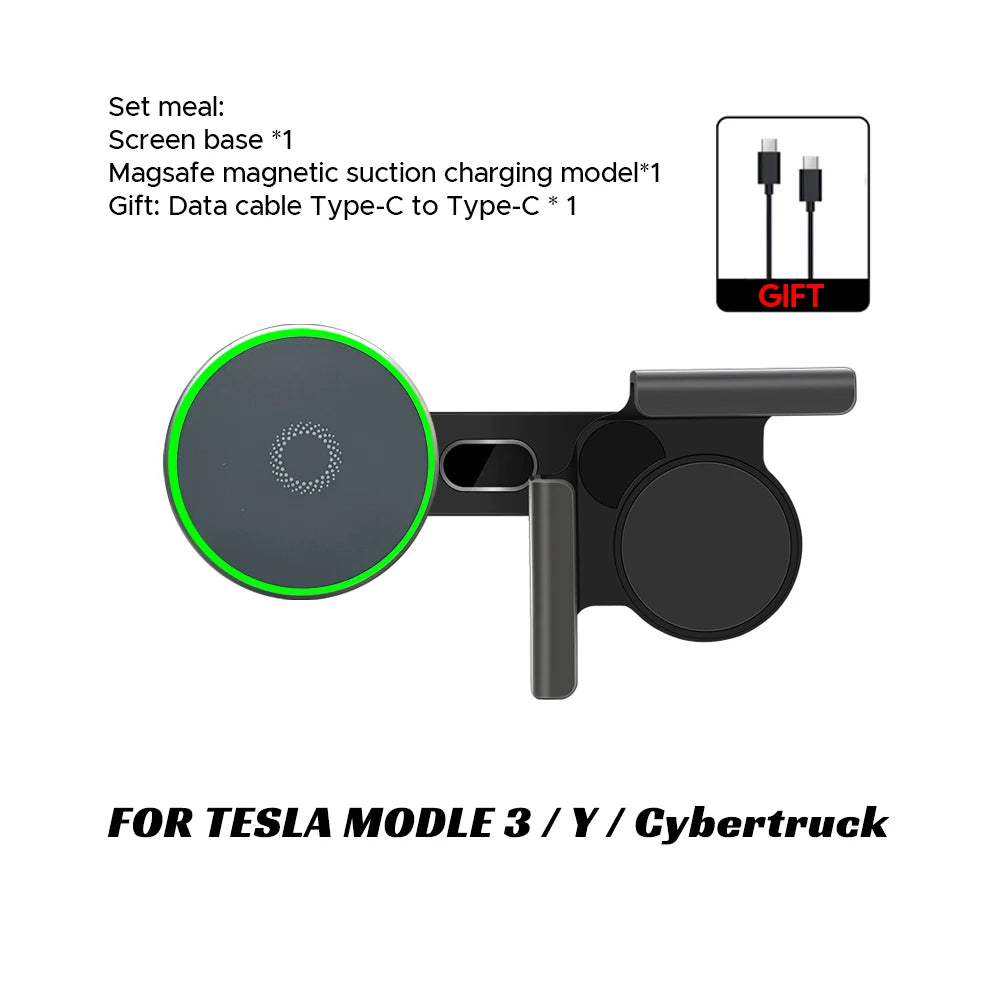 Car Phone Mount Holder 15W Magnetic Magsafe Macsafe Wireless Charger for Tesla Model 3 Y HIGHLAND BYD Atto3 Accessories 2024