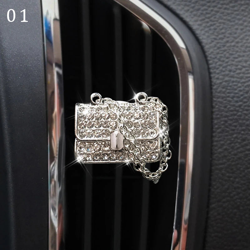 Bling Diamond Car Air Freshener Outlet Perfume Clip Girls High Heel Flower Fragrance Diffuser Interior Car Accessories Xmas Gift