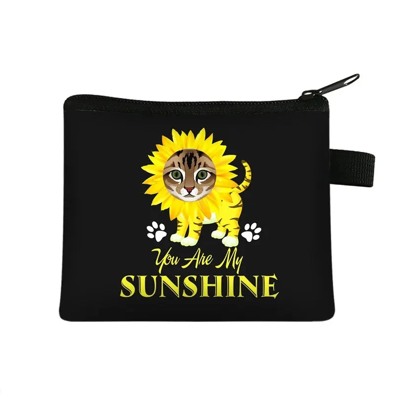 Small Wallet Daisy Pattern Cosmetic Bag Women Waterproof MakeUp Bag Fashion Yellow Sunflowers Toiletry Bag Travel Cosmetic Case