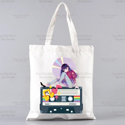 Oshi No Ko Anime Ai Hoshino Ai Ruby Akane Shopping Bag Grocery Handbag Bolsas De Tela Tote Bolsa Shopping Jute Tote Bag Custom