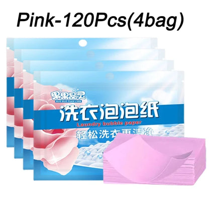 120/30PCS Laundry Tablets Laundry Soap Concentrated Detergent Sheet Underwear Clothes Cleaning Detergent Laundry Bubble Paper