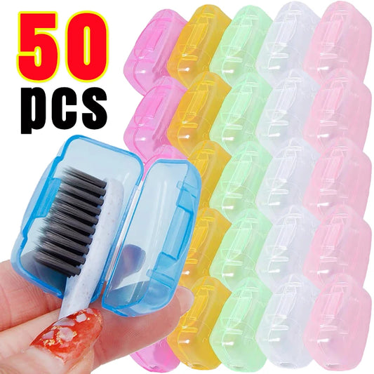 50/5Pcs Portable Toothbrush Head Cover Dustproof Teeth Brush Protective Storage Case Cover For Outdoor Travel Bathroom Supplies