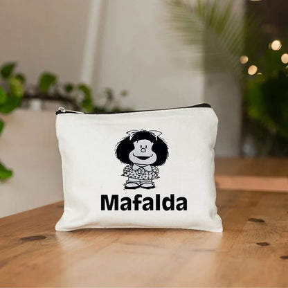 Mafalda Cute Anime Cosmetic Makeup Bag Pencil Organizer Zipper Travel Toiletry Bags Gift Kawaii Make Up Pouch Purse Cute Storage