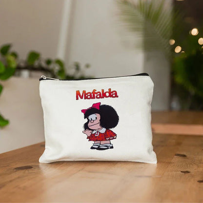 Mafalda Cute Anime Cosmetic Makeup Bag Pencil Organizer Zipper Travel Toiletry Bags Gift Kawaii Make Up Pouch Purse Cute Storage