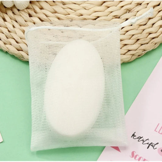 1/20PCS Facial Cleanser Soap Mesh Bags Foaming Mesh Soap Body Wash Foaming Mesh Bag Drawstring Bags Household Cleaning Supplies