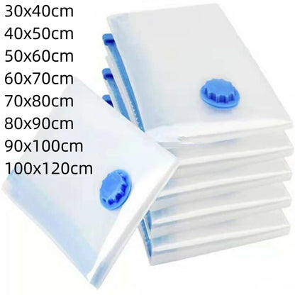 Vacuum Storage Bags With Valve Transparent Folding Compressed Space Storage Bag Travel Seal Packet Organizers For Towel Cloth