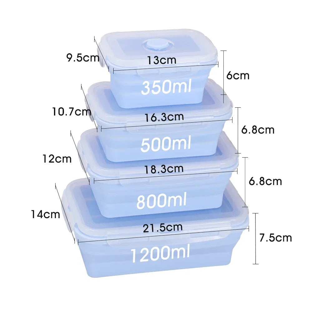 Silicone Food Storage Containers with Lids Collapsible Silicone Lunch Box Bento Boxes Meal Prep Container for Kitchen BPA Free