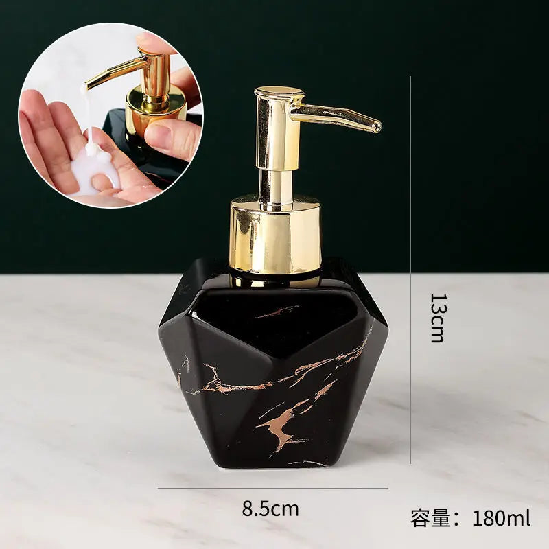 Marbling Emulsion Bottle High-grade Ceramic Soap Container Household Make-up Remover Shampoo Storage Bottle Bathroom Accessories