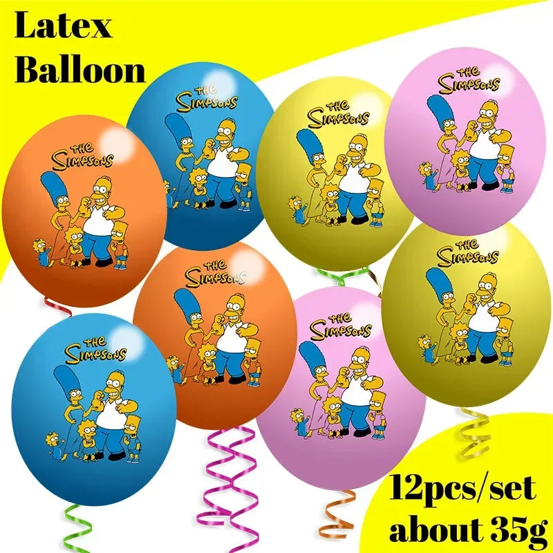 DisneyThe Simpsons Party Decorations Tableware Cup Plate Napkin Sticker Tablecloth Balloons Background Kids Baby Shower Supplies