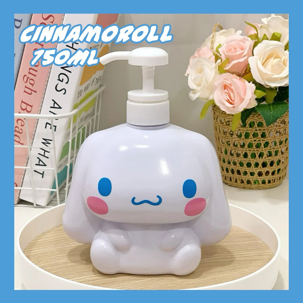 450/780ML Sanrio Cinnamoroll Kuromi Mymelody Cartoon Shampoo Conditioner Bottle Dispenser Refillable Containers for Liquid Soap