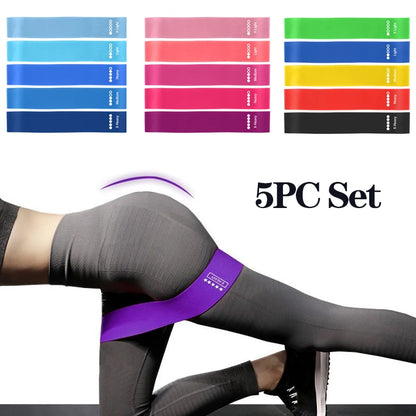 5Pcs/Set Yoga Resistance Rubber Bands Bodybuilding Elastic Bands Pilates Gym Workout Bands Expander Belt Fitness Equipment Pink