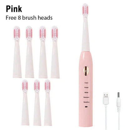 Electric Toothbrush 5-gear Mode USB Charging 4 colors IPX7 Waterproof Ultrasonic Rechargeable Soft Hair Toothbrush Adult Classic