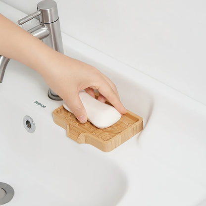 Natural Nanmu Drain Soap Holder Bathroom Soap Wooden Tray for Mold Prevention Bathroom Bathtub Soap dish Rack