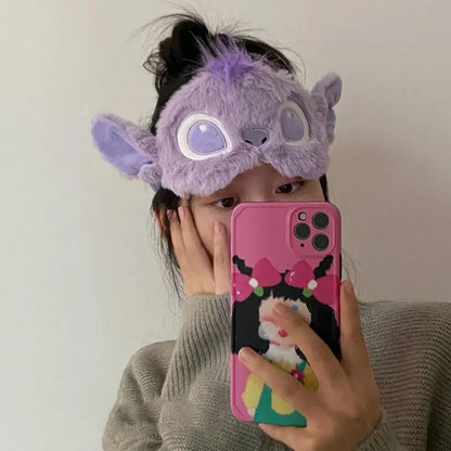 Stitch Cute Cartoon Plush Eye Masks Kawaii Anime Soft Stuffed Blindfold Office Sleeping Block Out Light Eye Mask Christmas Gifts