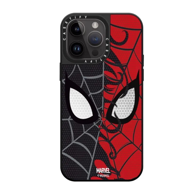 Bandai Cartoon SpiderMan Mask Phone Cases for IPhone 16 15 14 13 12 11 Pro Max 16Pro Mirror Film Spider-mans Back Cover