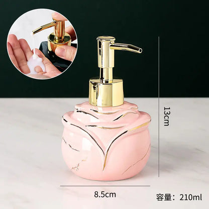 Marbling Emulsion Bottle High-grade Ceramic Soap Container Household Make-up Remover Shampoo Storage Bottle Bathroom Accessories