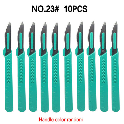 Aseptic Disposable 10# Round Head 10 Scalpels, 11 Point Scalpels For Surgical Skin, Laboratory Anatomy, Carving And Craft Hobby