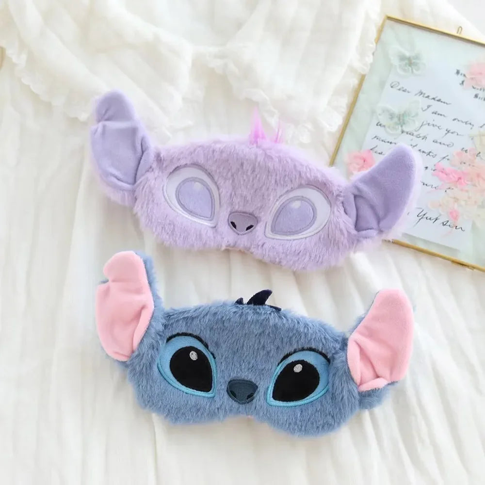 Stitch Cute Cartoon Plush Eye Masks Kawaii Anime Soft Stuffed Blindfold Office Sleeping Block Out Light Eye Mask Christmas Gifts