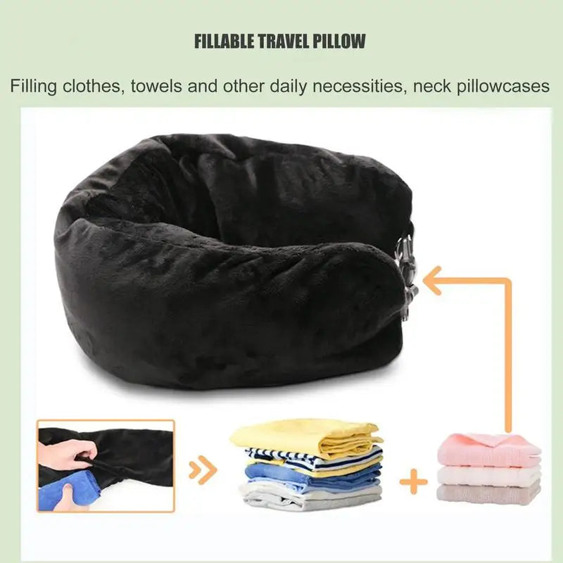 Stuffable Neck Pillow for Travel Refillable Soft Travel Neck Pillows for Airplanes Lightweight Portable Sleeper Hold Pillow