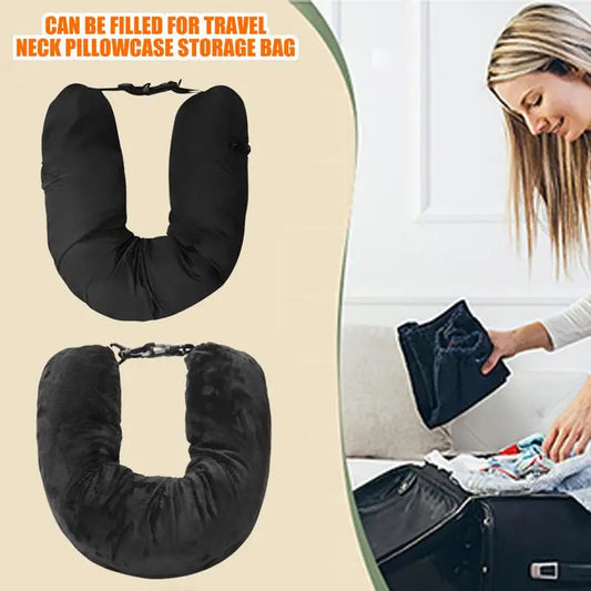 Stuffable Neck Pillow for Travel Refillable Soft Travel Neck Pillows for Airplanes Lightweight Portable Sleeper Hold Pillow