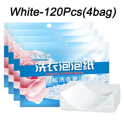 120/30PCS Laundry Tablets Laundry Soap Concentrated Detergent Sheet Underwear Clothes Cleaning Detergent Laundry Bubble Paper