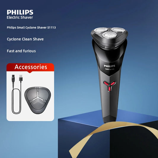 Philips S1113 Electric Shaver for Men USB Charging PowerCut Stainless Steel Blades Ergonomic design Triple floating head