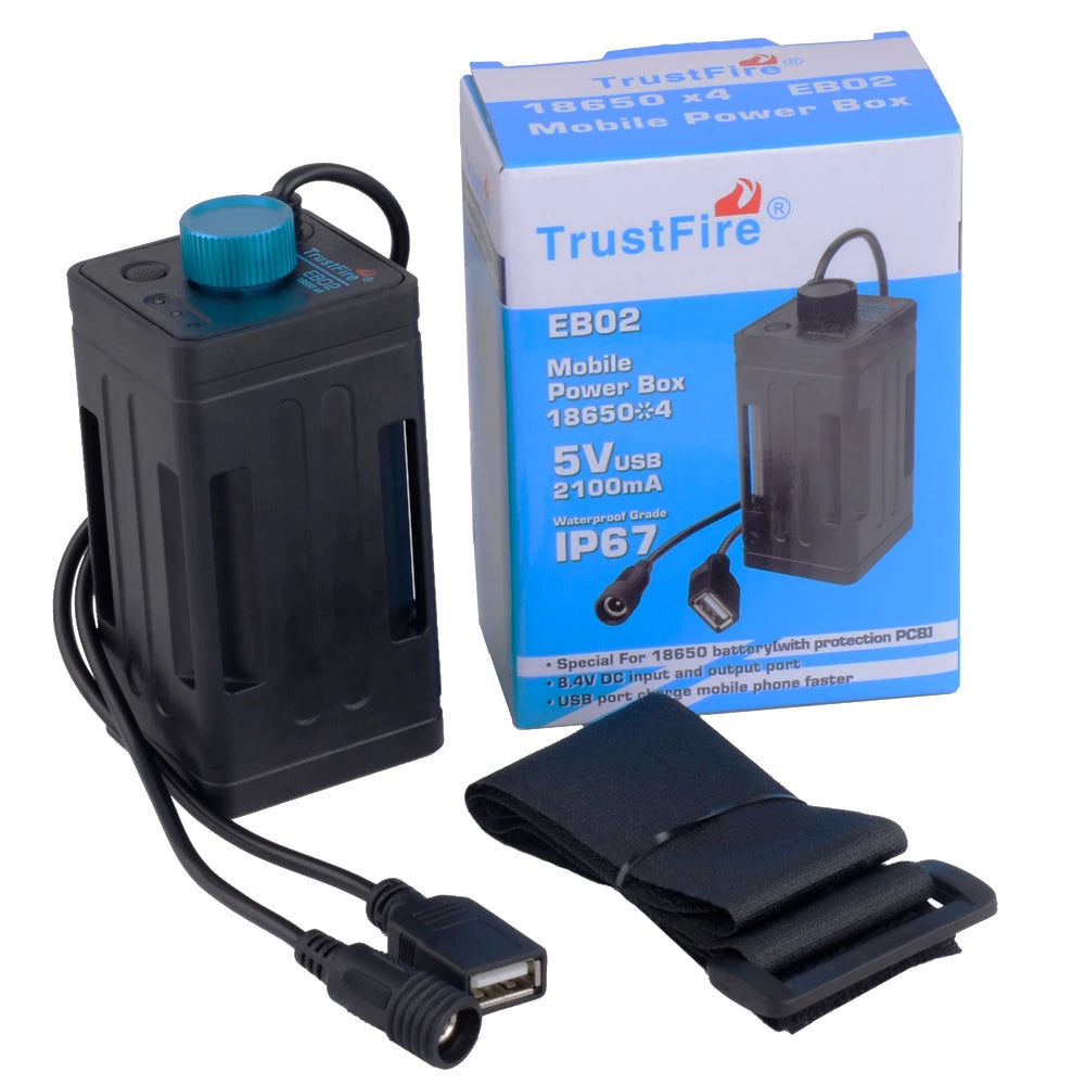 TrustFire-Battery Packs for LED Bike Lights Power Banks Case USB Charging, Mobile Phone Waterproof Battery Box 18650 DC 8.4V