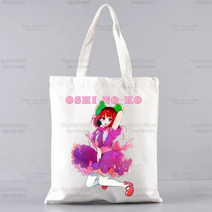 Oshi No Ko Anime Ai Hoshino Ai Ruby Akane Shopping Bag Grocery Handbag Bolsas De Tela Tote Bolsa Shopping Jute Tote Bag Custom