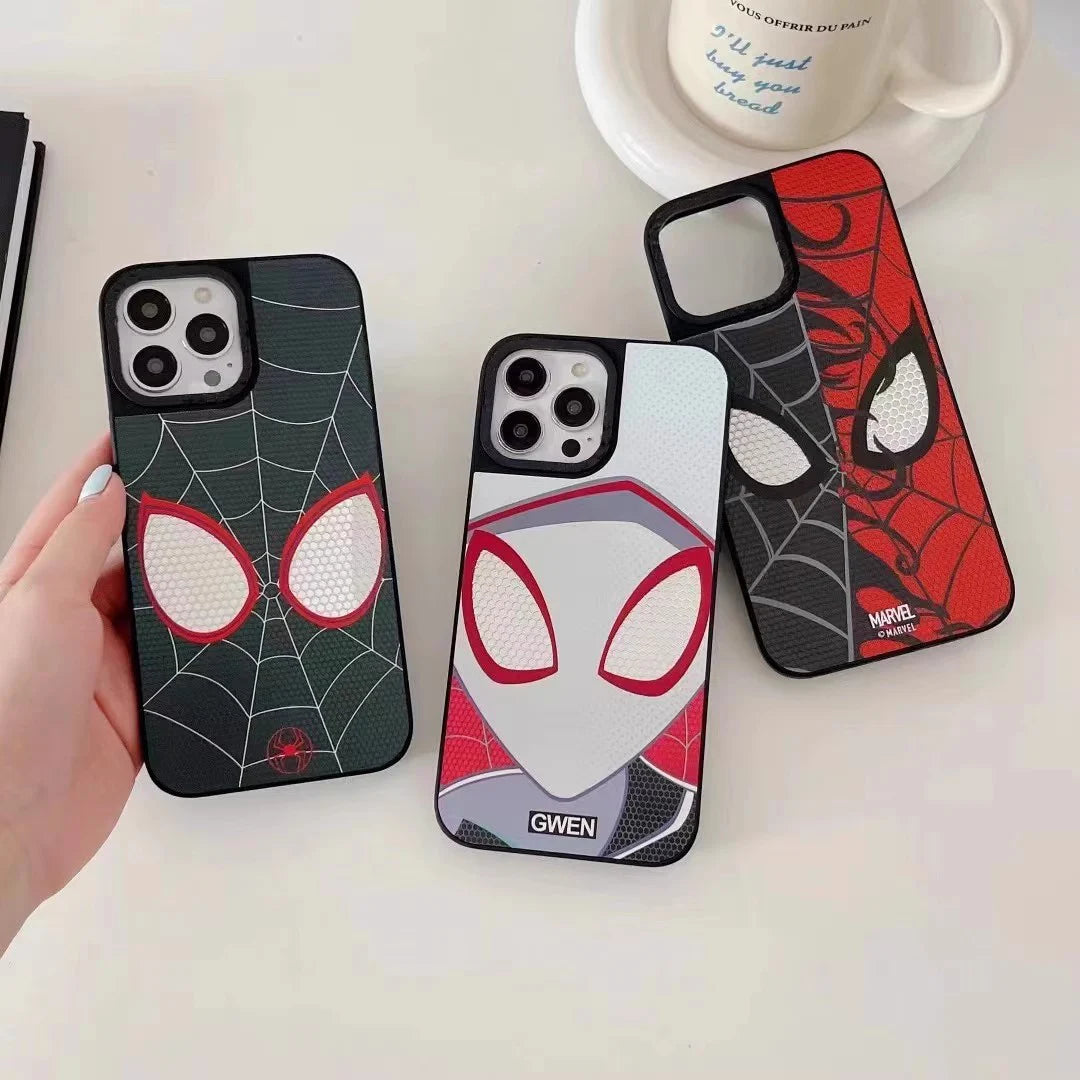 Bandai Cartoon SpiderMan Mask Phone Cases for IPhone 16 15 14 13 12 11 Pro Max 16Pro Mirror Film Spider-mans Back Cover