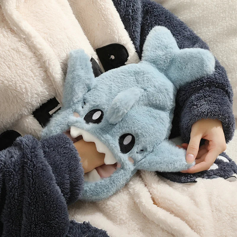 1pc Portable Cute Plush Shark Pvc Hot Water Bottle Bag Stress Pain Relief With Soft Cover Winter Warm Heat Reusable Hand Warmer