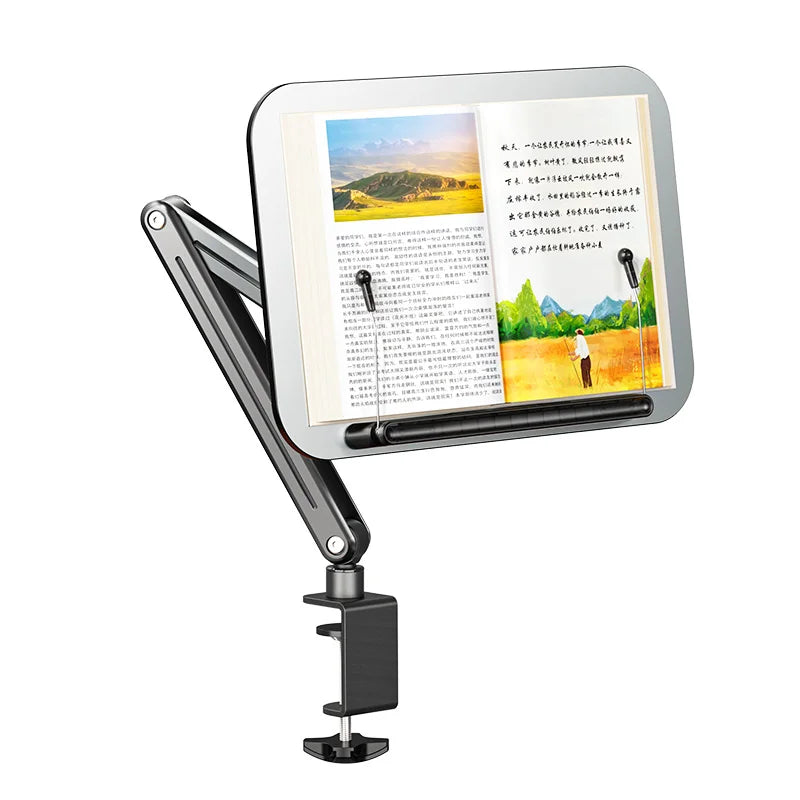 Book Stand for Reading, Adjustable Holder with Pad/books, Foldable Desktop Riser for Cookbook,Sheet Music,Laptop Book Holder