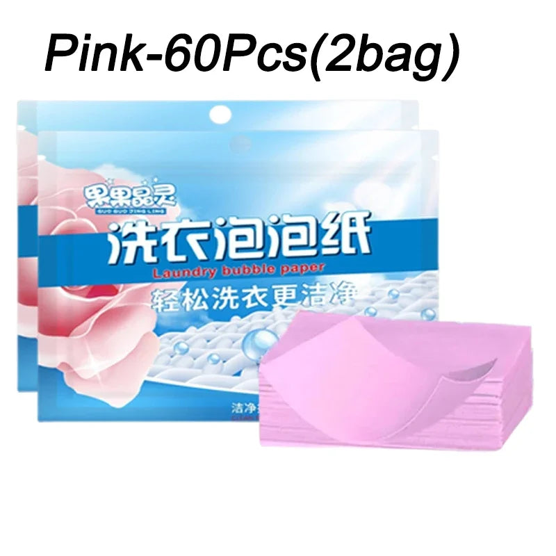 120/30PCS Laundry Tablets Laundry Soap Concentrated Detergent Sheet Underwear Clothes Cleaning Detergent Laundry Bubble Paper