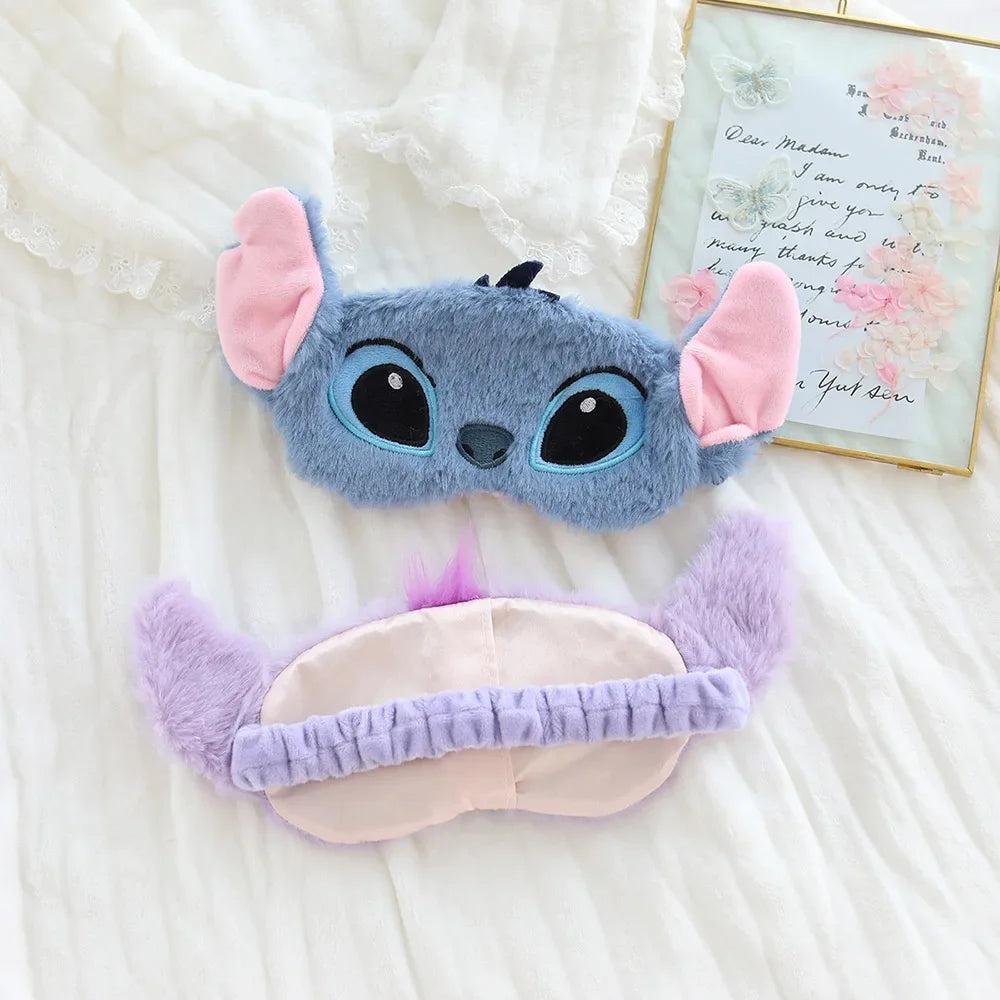 Stitch Cute Cartoon Plush Eye Masks Kawaii Anime Soft Stuffed Blindfold Office Sleeping Block Out Light Eye Mask Christmas Gifts