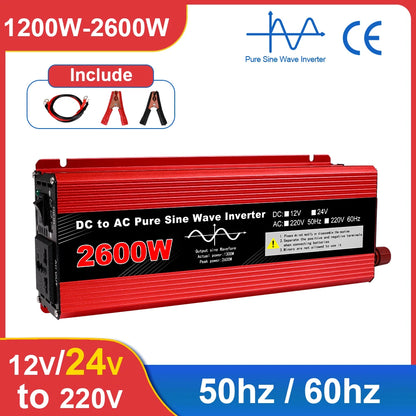 Pure Sine Wave Inverter Portable Power banks Converter DC 12v To AC 110V 220V Solar Inverter Peak Power 1200W 1600W 2000W 2600W