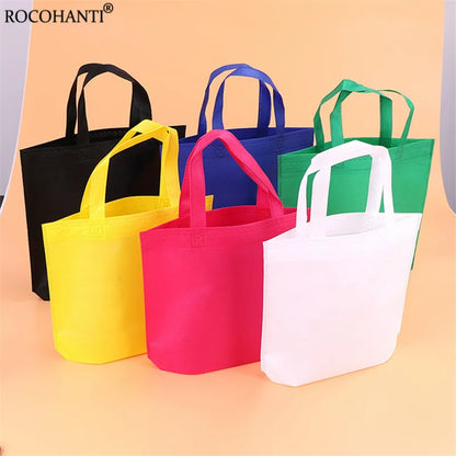 100x Custom LOGO Eco Reusable Foldable Non-woven Fabric Gift Bag Non Woven Shopping Tote Bag with Handle for Supermarket Grocery