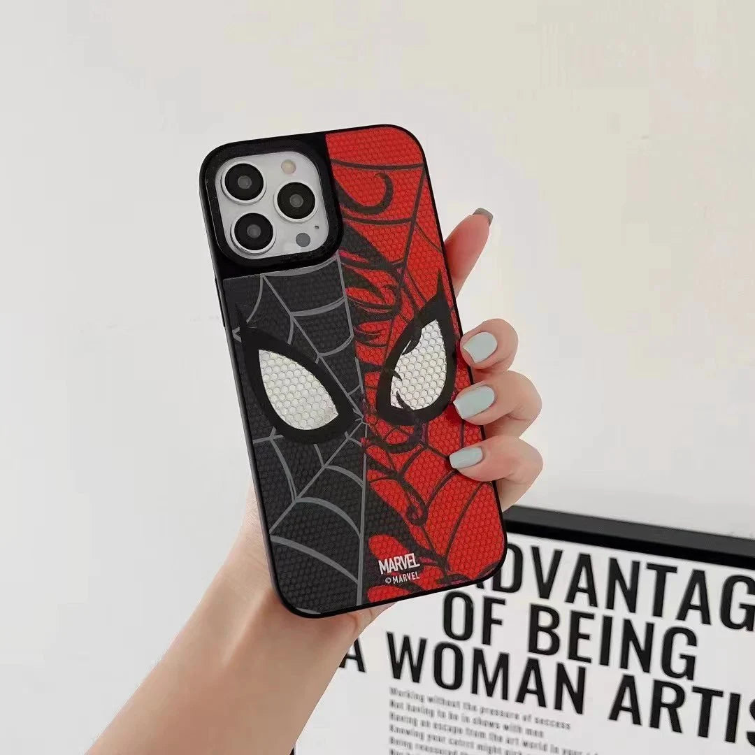 Bandai Cartoon SpiderMan Mask Phone Cases for IPhone 16 15 14 13 12 11 Pro Max 16Pro Mirror Film Spider-mans Back Cover