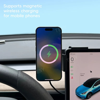 Car Phone Mount Holder 15W Magnetic Magsafe Macsafe Wireless Charger for Tesla Model 3 Y HIGHLAND BYD Atto3 Accessories 2024