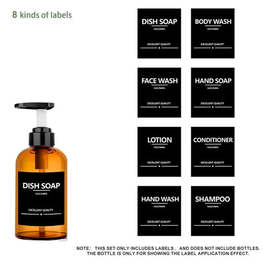 7/8 PCS Shampoo Conditioner Body Wash Bathroom Bottle Stickers Waterproof Soap Dispenser Labels Large Size Lotion Label Sticker