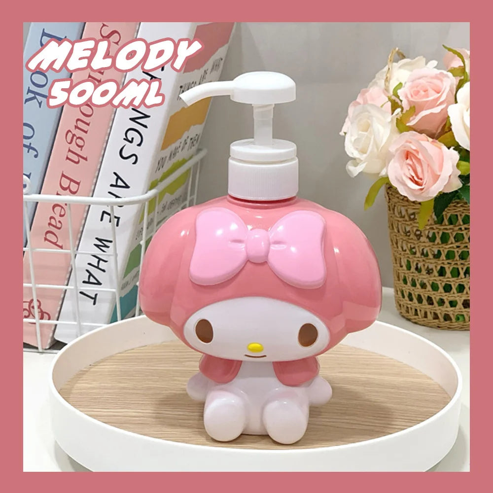 450/780ML Sanrio Cinnamoroll Kuromi Mymelody Cartoon Shampoo Conditioner Bottle Dispenser Refillable Containers for Liquid Soap