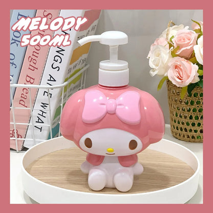 450/780ML Sanrio Cinnamoroll Kuromi Mymelody Cartoon Shampoo Conditioner Bottle Dispenser Refillable Containers for Liquid Soap