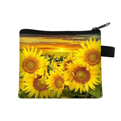 Small Wallet Daisy Pattern Cosmetic Bag Women Waterproof MakeUp Bag Fashion Yellow Sunflowers Toiletry Bag Travel Cosmetic Case