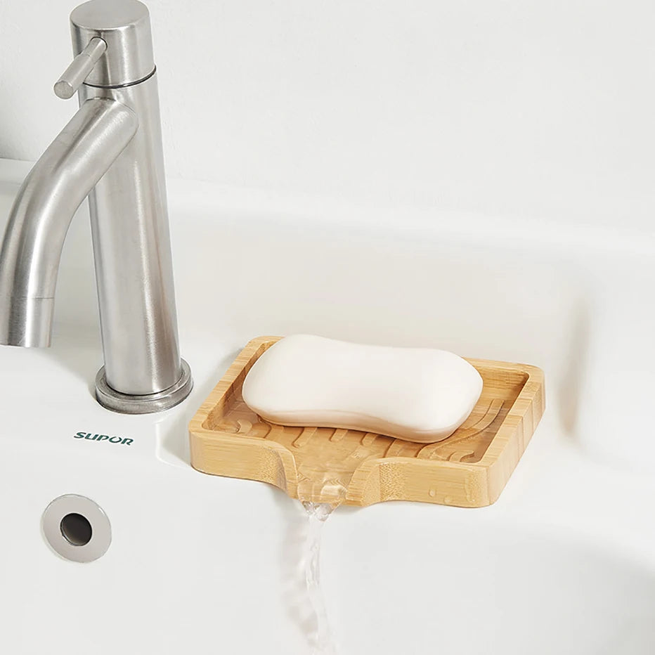 Natural Nanmu Drain Soap Holder Bathroom Soap Wooden Tray for Mold Prevention Bathroom Bathtub Soap dish Rack